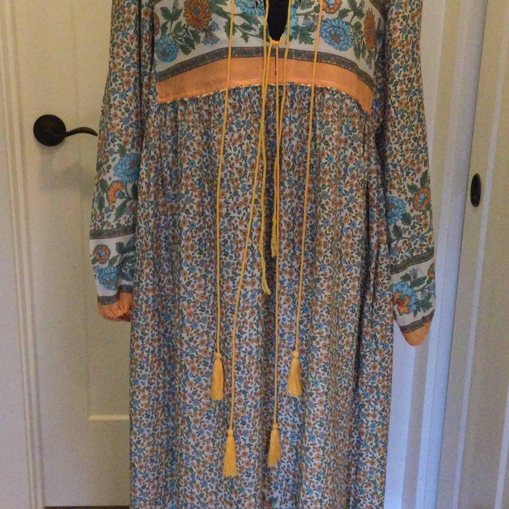 Floral Long Sleeve Dress with Tassels